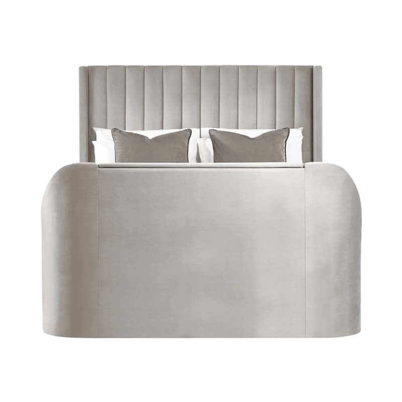 Clarke Light Grey King Size Ottoman TV Bed Frame