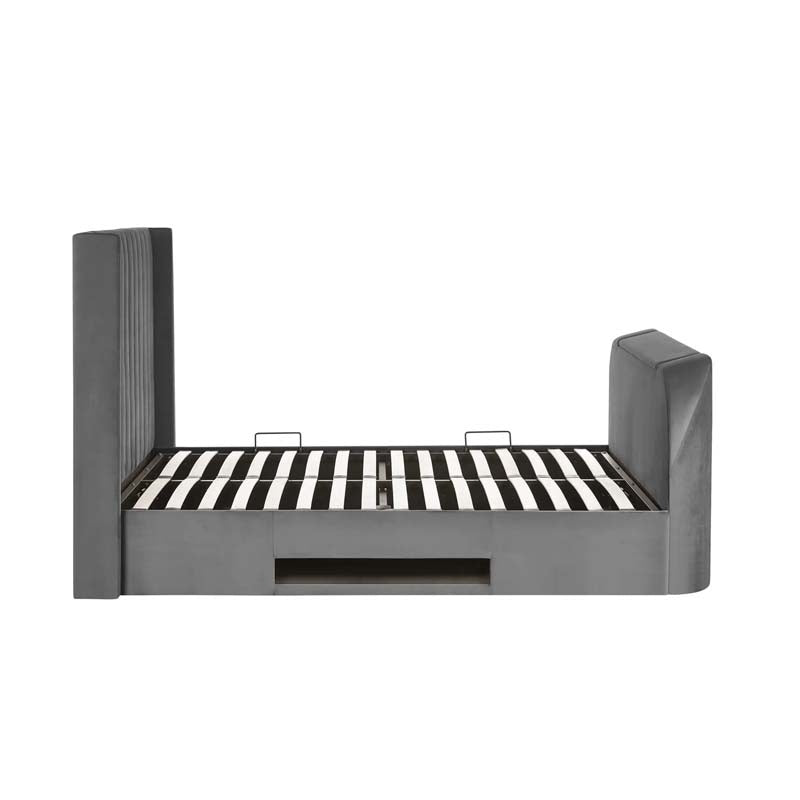 Clarke Dark Grey Double Ottoman TV Bed Frame
