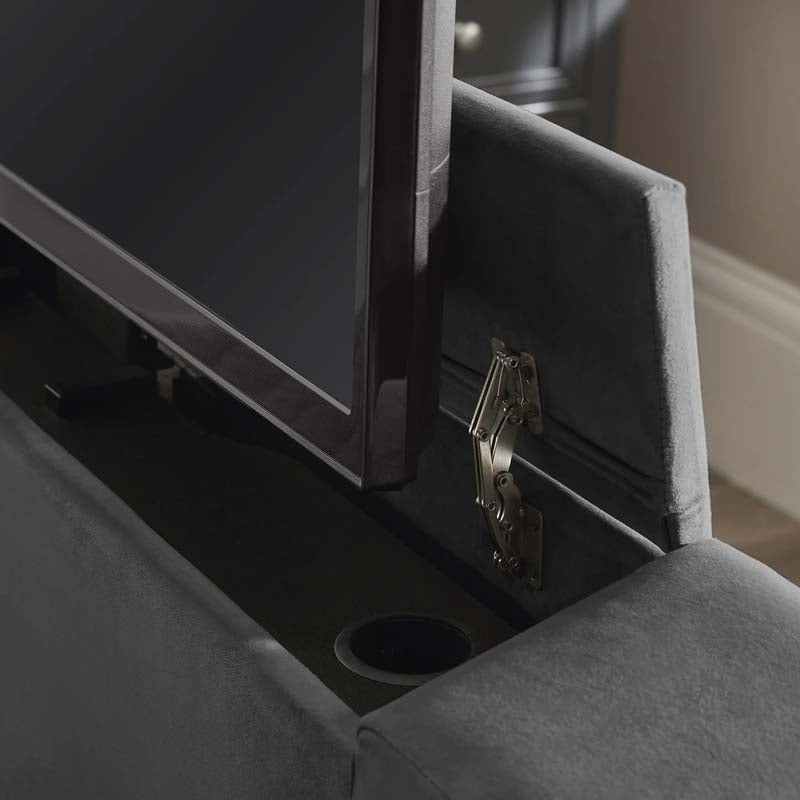 Clarke Dark Grey Double Ottoman TV Bed Frame