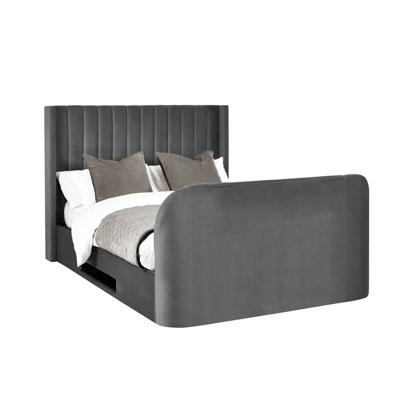 Clarke Dark Grey King Size Ottoman TV Bed Frame