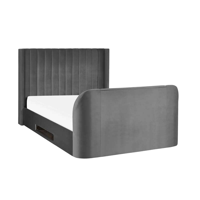 Clarke Dark Grey Double Ottoman TV Bed Frame