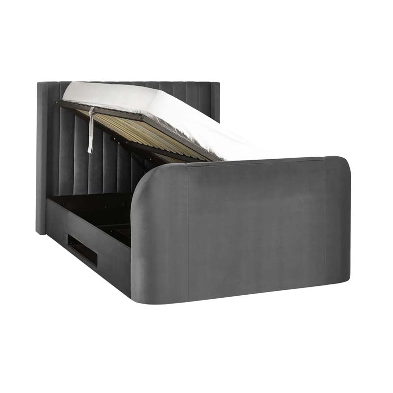 Clarke Dark Grey King Size Ottoman TV Bed Frame
