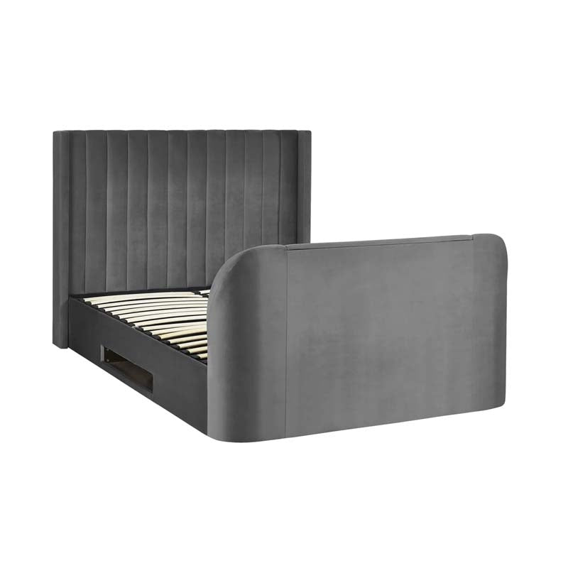 Clarke Dark Grey King Size Ottoman TV Bed Frame