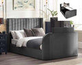 Clarke Dark Grey Double Ottoman TV Bed Frame