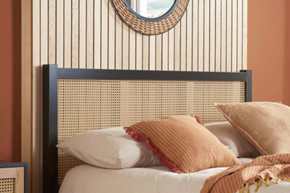 Croxon House Rattan Black Double Bed Frame