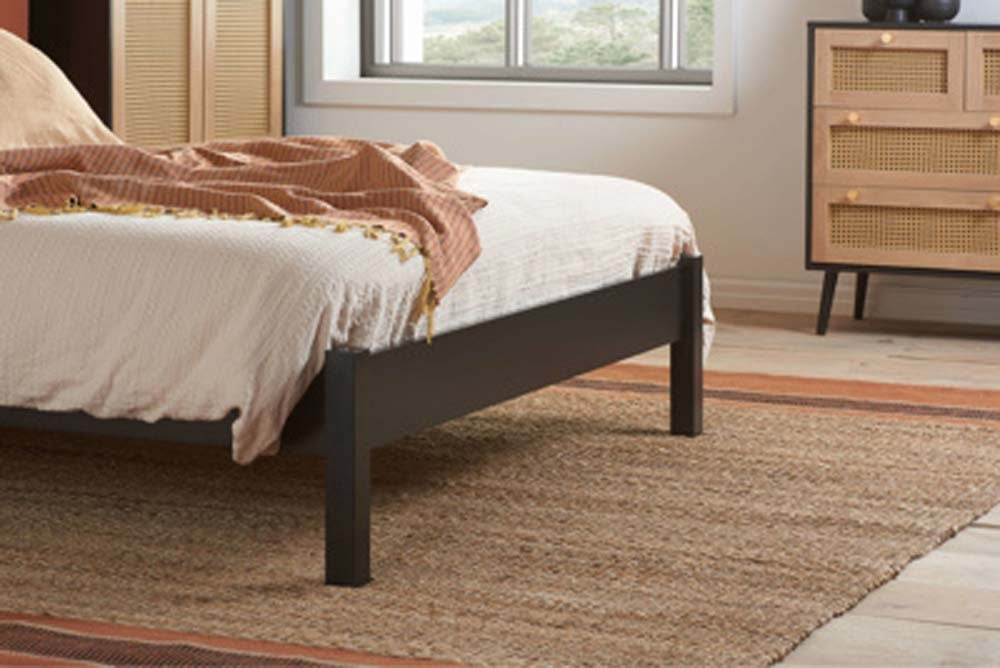 Croxon House Rattan Black Double Bed Frame