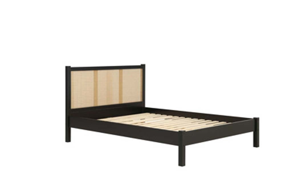 Croxon House Rattan Black Double Bed Frame