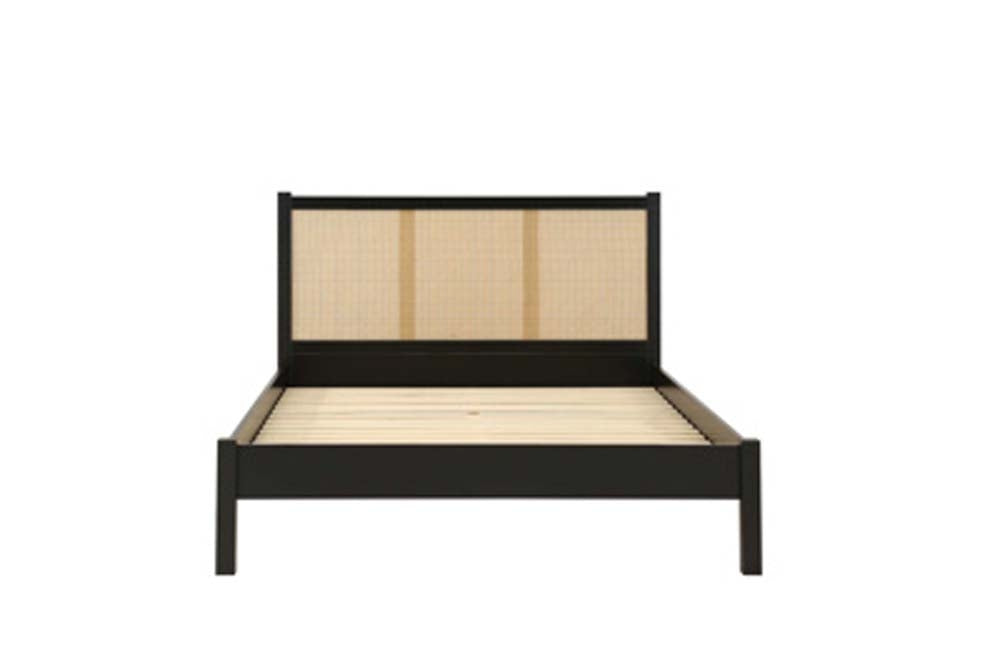 Croxon House Rattan Black Double Bed Frame
