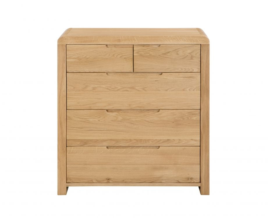 City Oak 3+2 Drawer Chest