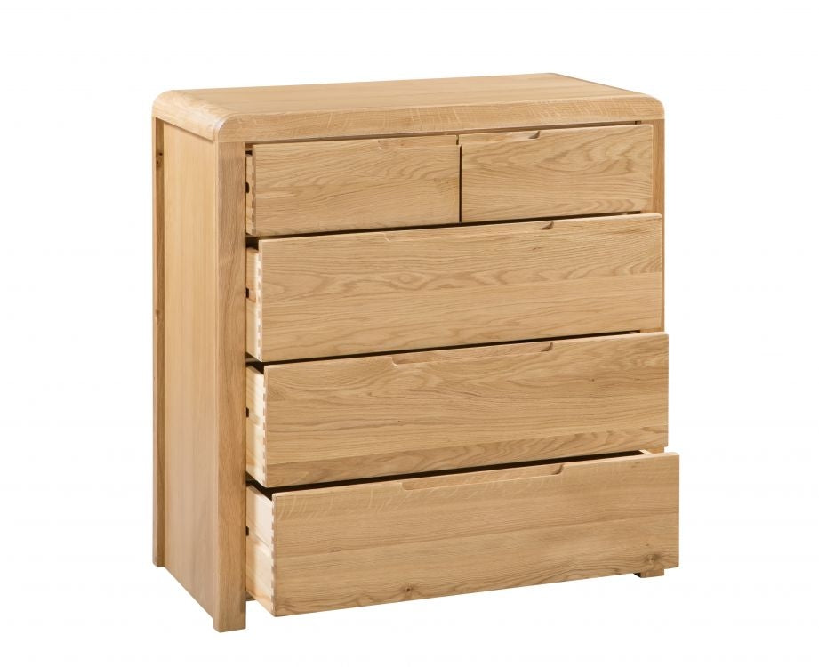City Oak 3+2 Drawer Chest