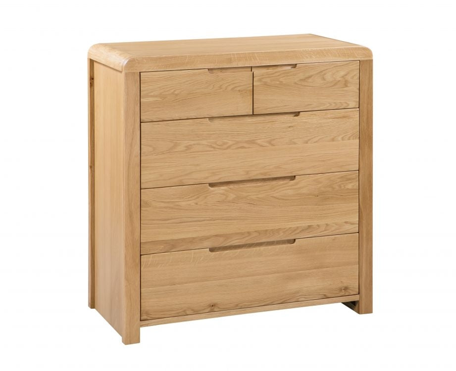 City Oak 3+2 Drawer Chest