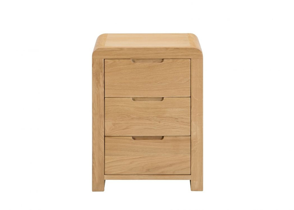 City Oak 3 Drawer Bedside Chest