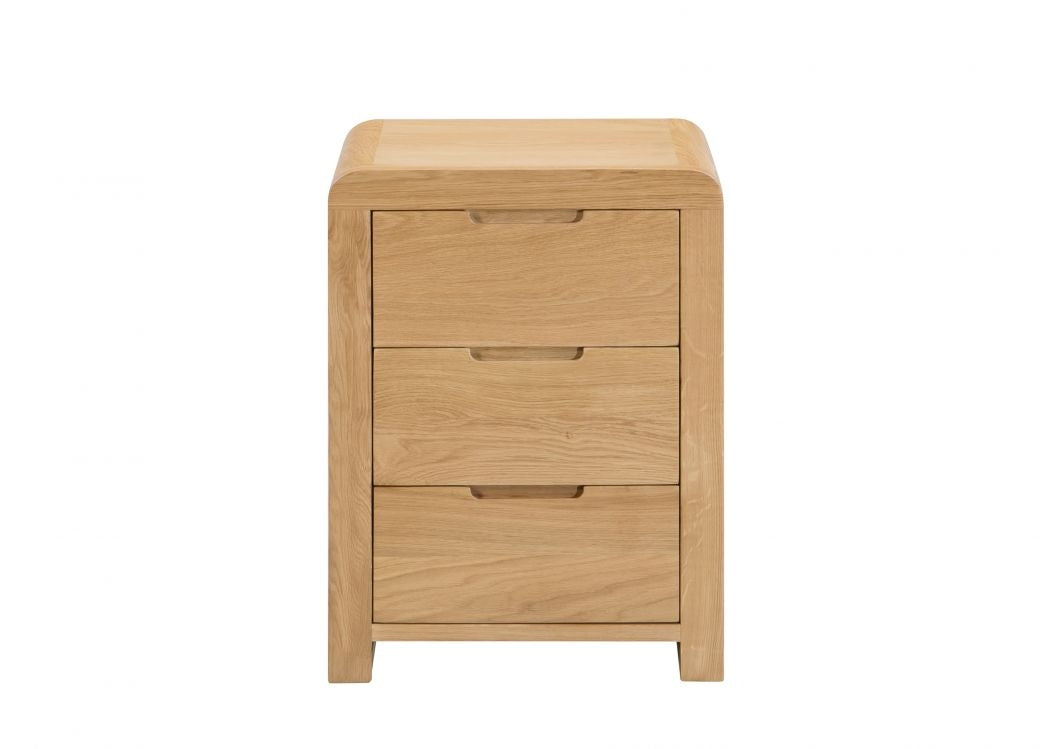 City Oak 3 Drawer Bedside Chest