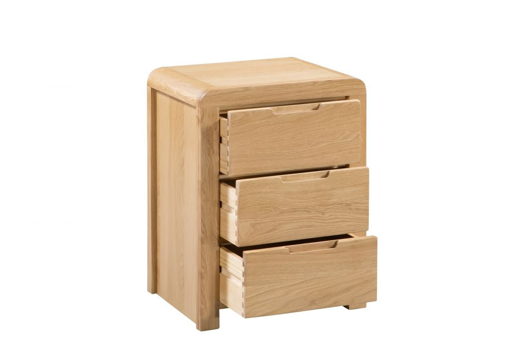 City Oak 3 Drawer Bedside Chest