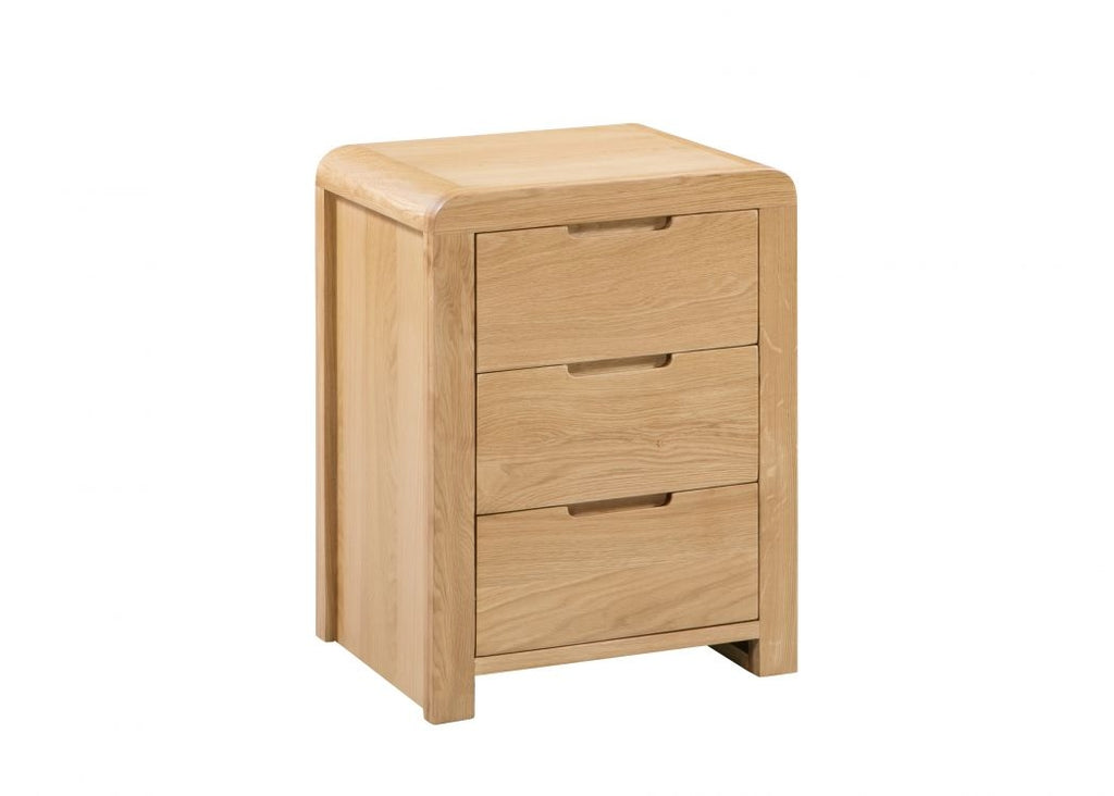 City Oak 3 Drawer Bedside Chest