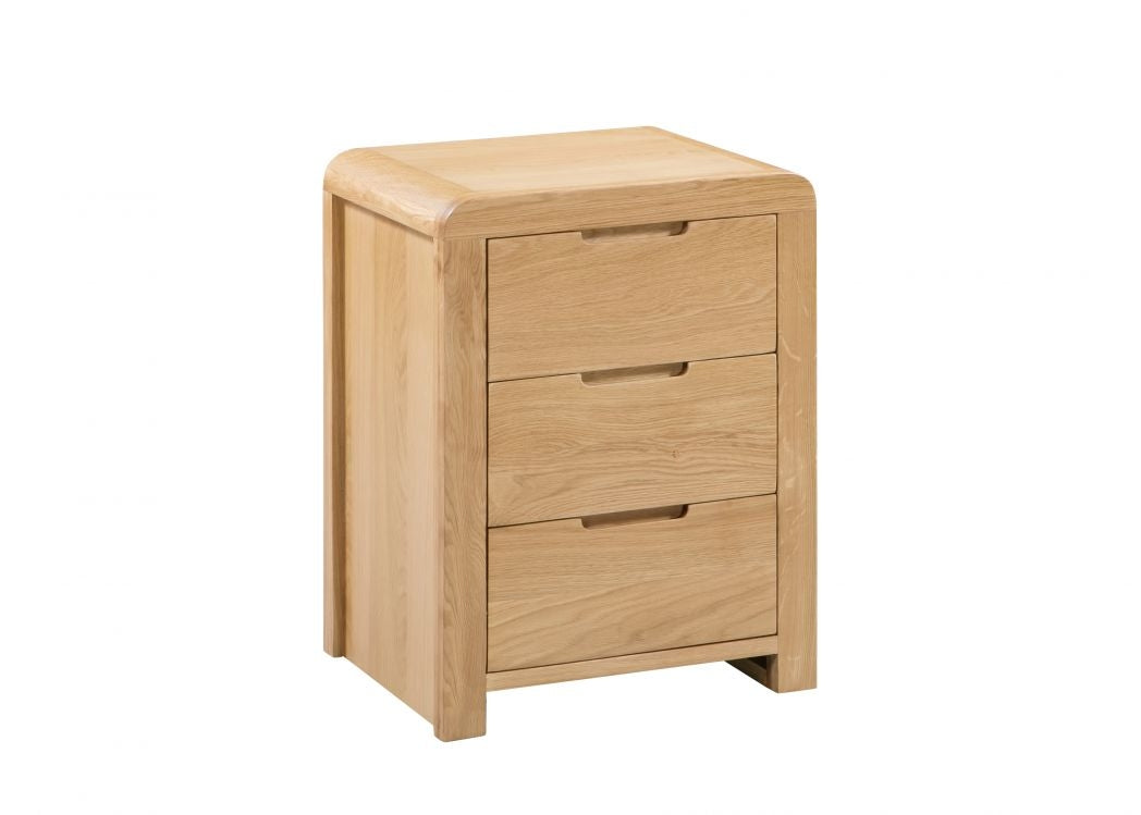 City Oak 3 Drawer Bedside Chest