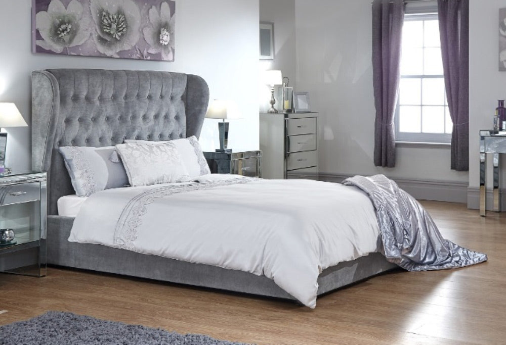 Dakar Platinum Double Ottoman Storage Bed Frame