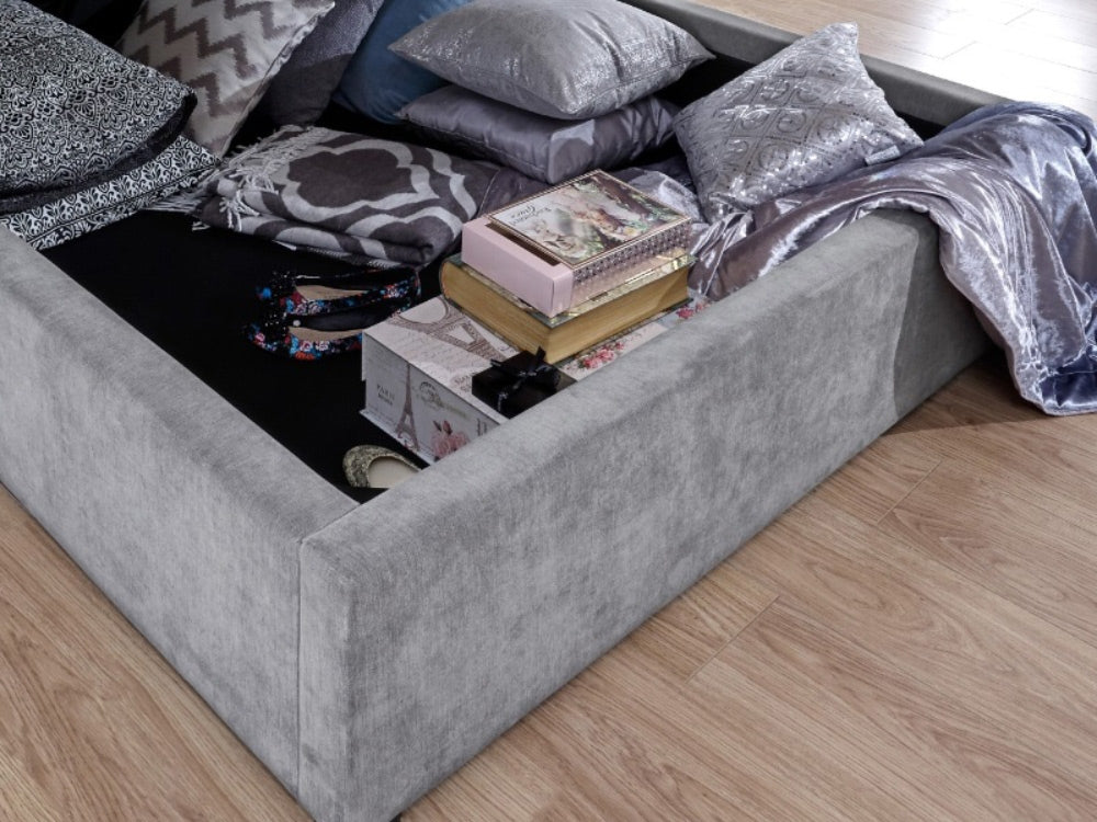 Dakar Platinum Double Ottoman Storage Bed Frame