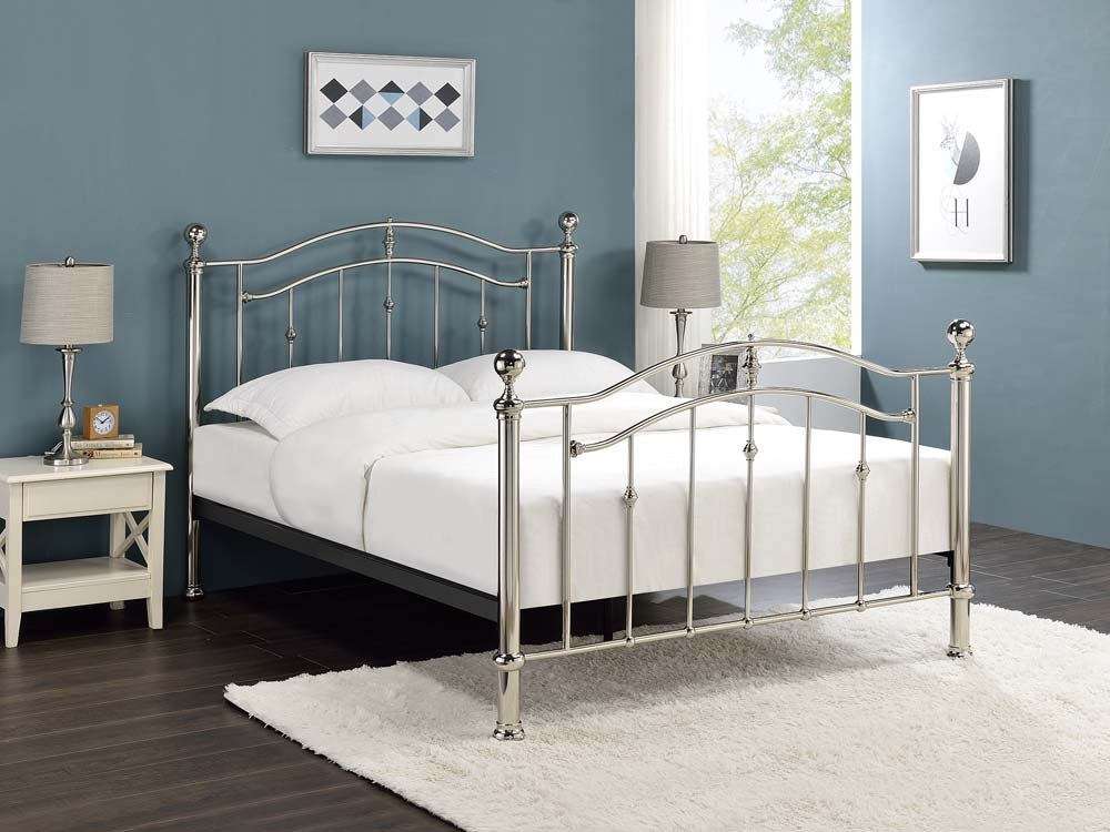 Callipso Chrome Dual Finial King Size Bed Frame