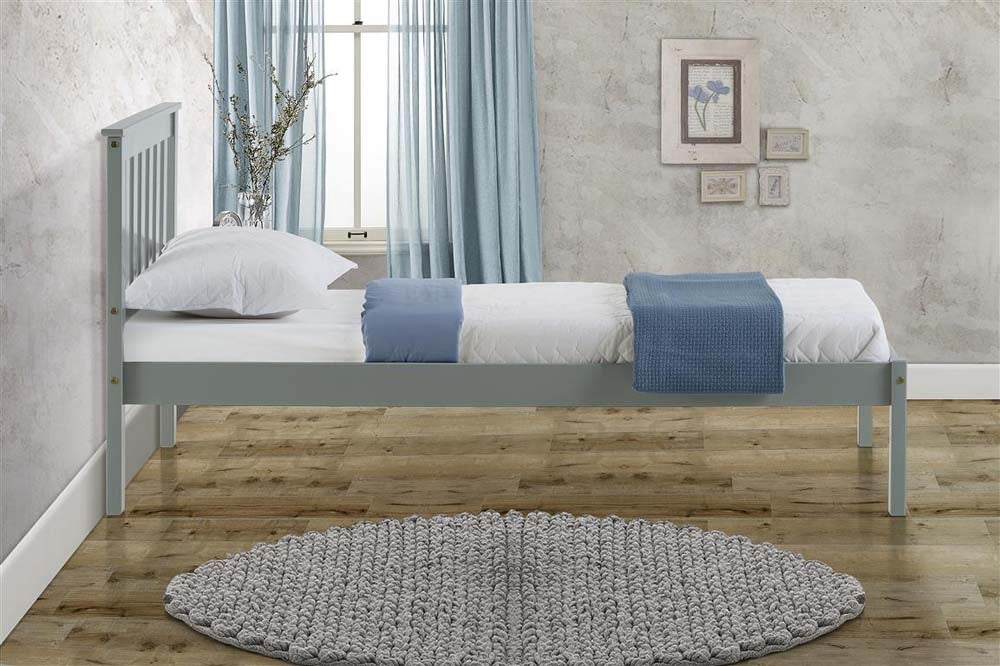 Derby Grey Wooden Single Bed Frame
