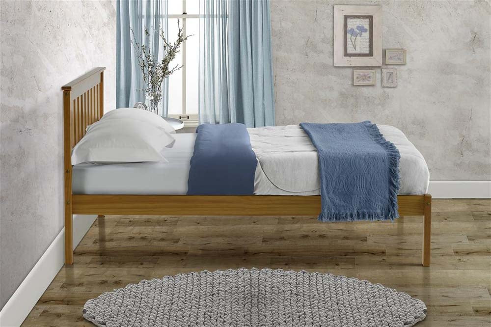Derby Antique Pine Wooden Double Bed Frame