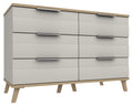 Derby White Grey Natural Oak 3 Drawer Double Chest