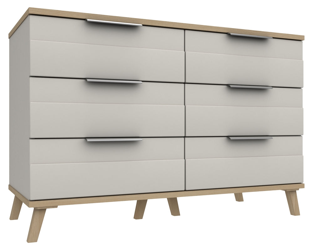 Derby White Grey Natural Oak 3 Drawer Double Chest