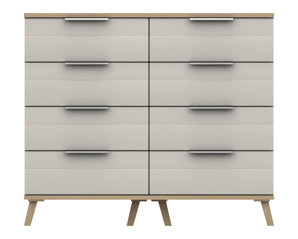 Derby White Grey Natural Oak 4 Drawer Double Chest