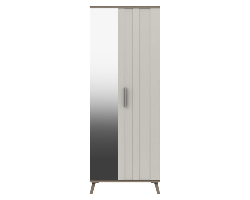 Derby White Grey Grey Oak 2 Door Wardrobe With Mirror