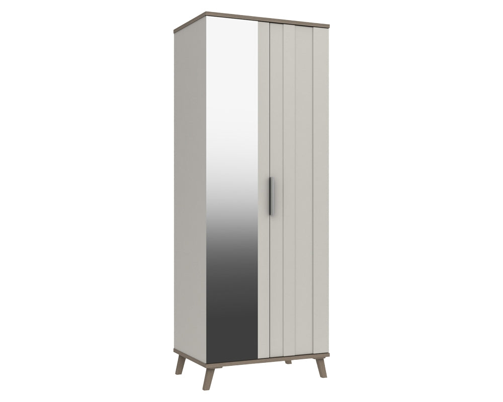 Derby White Grey Grey Oak 2 Door Wardrobe With Mirror