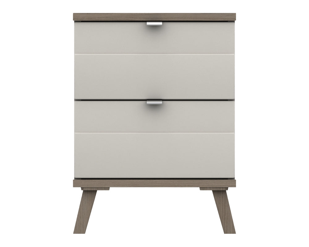 Derby White Grey Grey Oak 2 Drawer Bedside