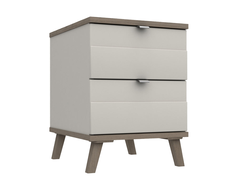 Derby White Grey Grey Oak 2 Drawer Bedside