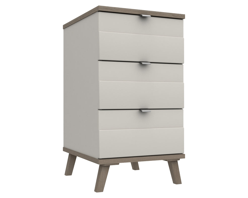Derby White Grey Grey Oak 3 Drawer Bedside