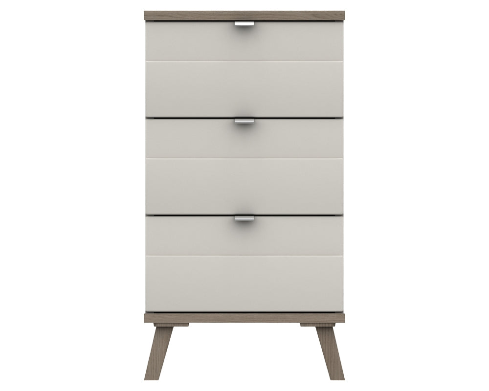 Derby White Grey Grey Oak 3 Drawer Bedside