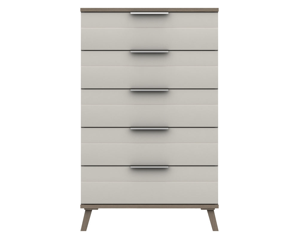 Derby White Grey Grey Oak 5 Drawer Chest