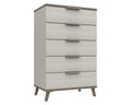 Derby White Grey Grey Oak 5 Drawer Chest