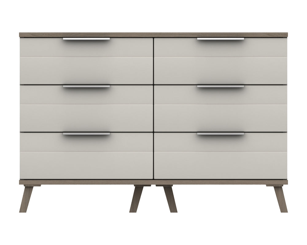 Derby White Grey Grey Oak 3 Drawer Double Chest