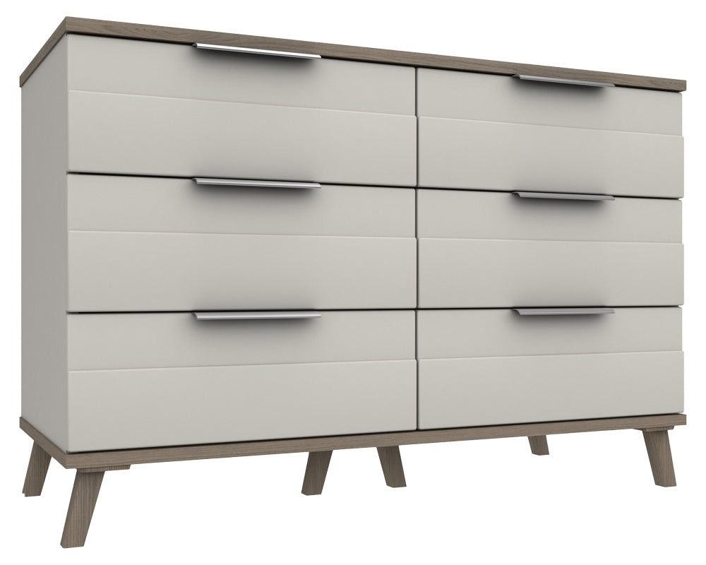 Derby White Grey Grey Oak 3 Drawer Double Chest