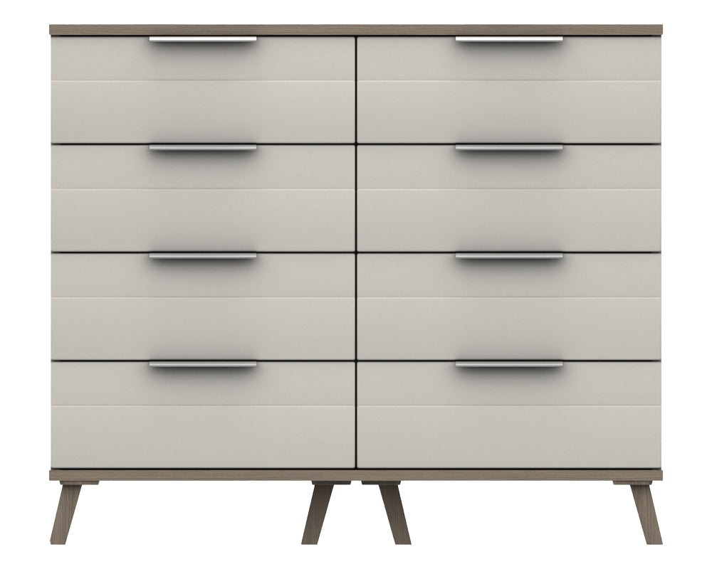 Derby White Grey Grey Oak 4 Drawer Double Chest