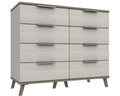 Derby White Grey Grey Oak 4 Drawer Double Chest
