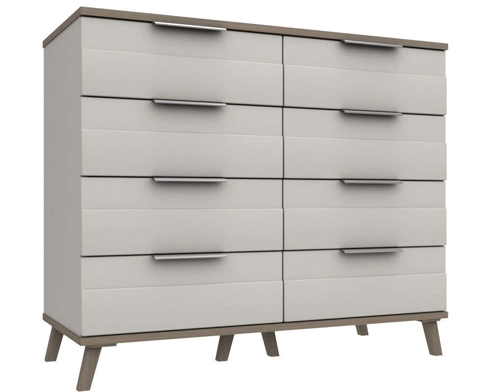Derby White Grey Grey Oak 4 Drawer Double Chest