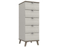 Derby White Grey Grey Oak 5 Drawer Tallboy