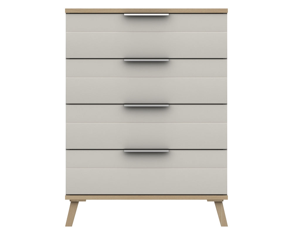 Derby White Grey Natural Oak 4 Drawer Chest