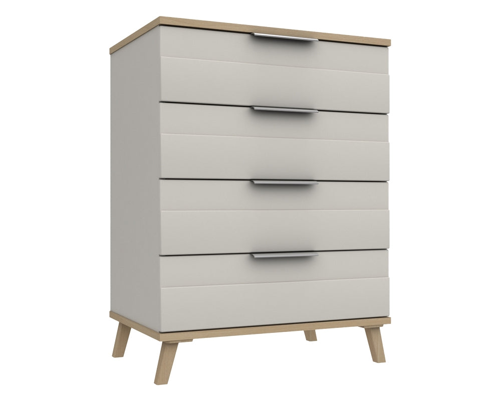 Derby White Grey Natural Oak 4 Drawer Chest