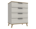 Derby White Grey Natural Oak 4 Drawer Chest