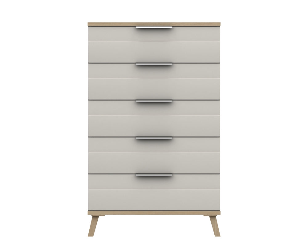 Derby White Grey Natural Oak 5 Drawer Chest