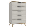 Derby White Grey Natural Oak 5 Drawer Chest