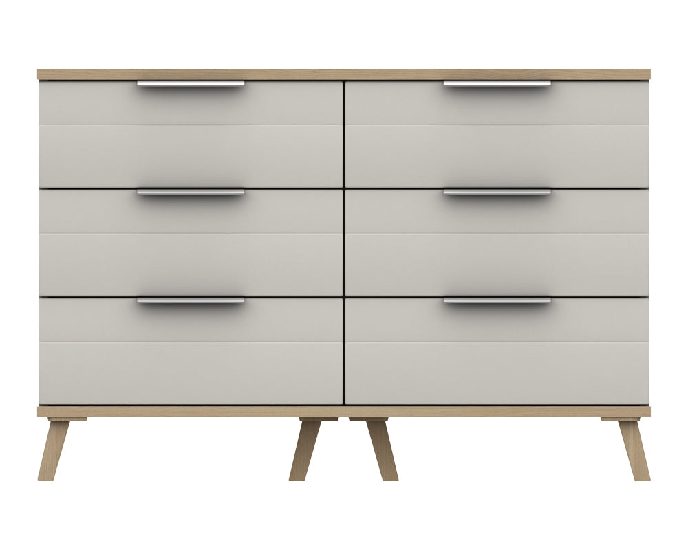 Derby White Grey Natural Oak 3 Drawer Double Chest