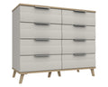 Derby White Grey Natural Oak 4 Drawer Double Chest