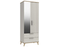 Derby White Grey Natural Oak Combi Wardrobe With Mirror